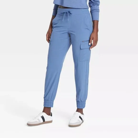 All in Motion Women's Active Light Mid-Rise Cargo Joggers, Blue Storm, Size M - Picture 1 of 9